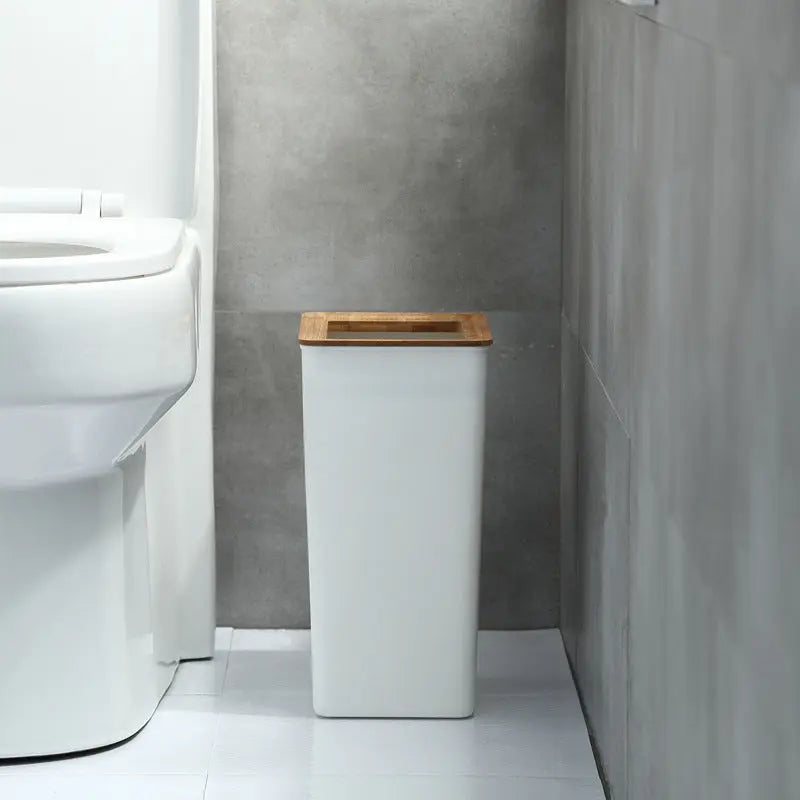 Bamboo Lid Trash Can - shockwave.com.co