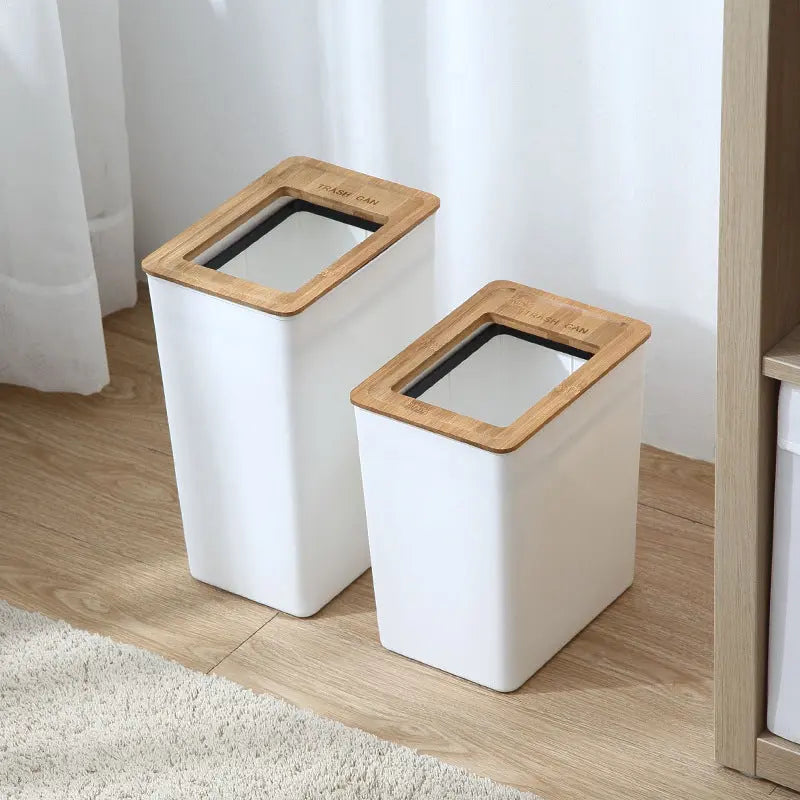 Bamboo Lid Trash Can - shockwave.com.co