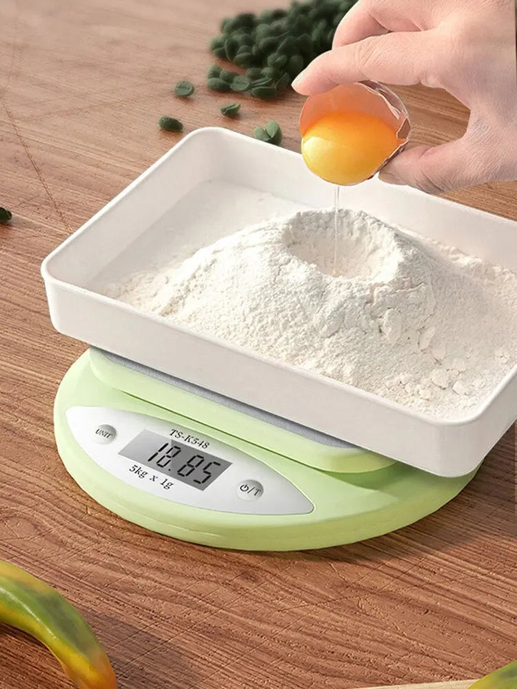 Kitchen Scale 5kg Weight Grams Digital Balance Precision Accurate Green Electronic LCD Food Baking Portable Scale - shockwave.com.co
