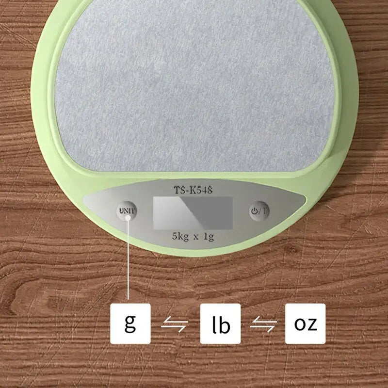 Kitchen Scale 5kg Weight Grams Digital Balance Precision Accurate Green Electronic LCD Food Baking Portable Scale - shockwave.com.co